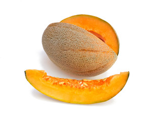 Sliced melon isolated on the white background