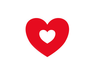 Rot-weißes Herz auf weißem Hintergrund