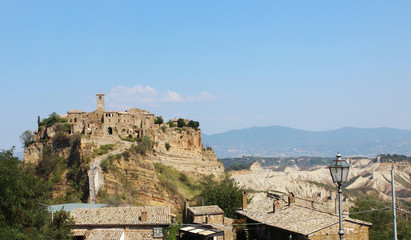 A view of Civita di Bagnoregio, a town in the Province of Viterbo in central Italy, a suburb of the...
