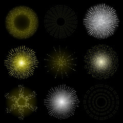 Golden and silver halo circle stars set, angel and saints ring design element. Sign of saints represented as nimbus, aureole or glory and gloriole. Tattoo reference. Vector.