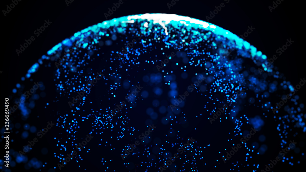 Aufkleber abstract sphere in outer space. futuristic globalization interface. digital spherical hologram. 3d r