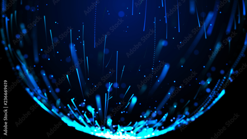 Poster abstract sphere in outer space. futuristic globalization interface. digital spherical hologram. 3d r