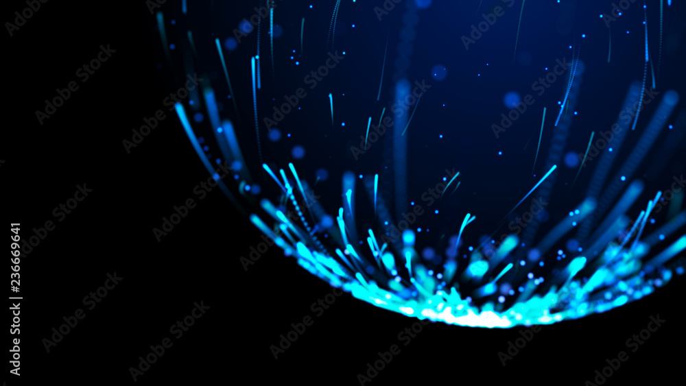 Poster abstract sphere in outer space. futuristic globalization interface. digital spherical hologram. 3d r