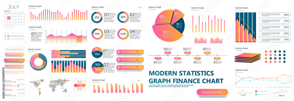 Leinwandbilder presentation template design. business data graphs. vector financial and marketing charts.