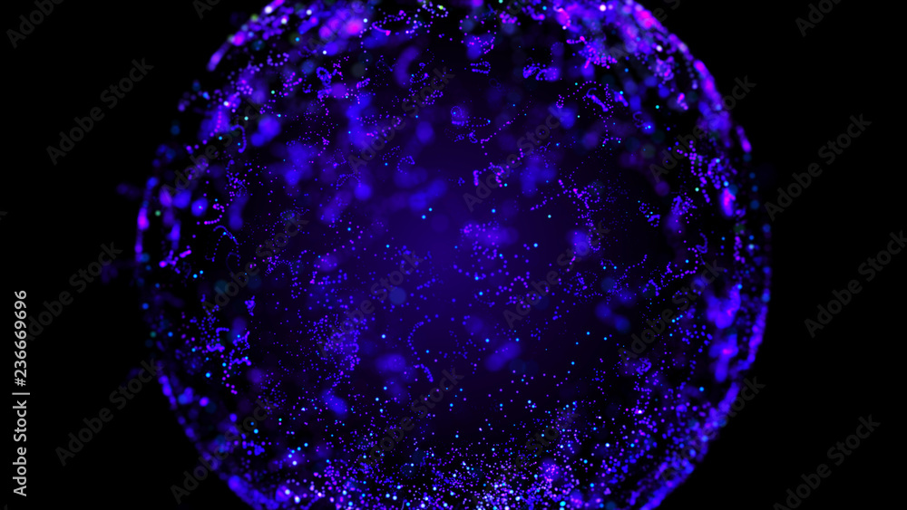Poster abstract sphere in outer space. futuristic globalization interface. digital spherical hologram. 3d r