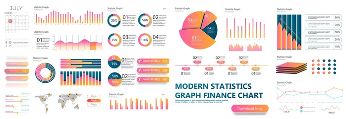 Foto op Plexiglas Presentation Template design. Business data graphs. Vector financial and marketing charts. © ZinetroN
