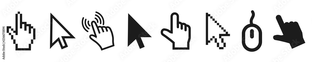 Poster set of flat modern cursor icons – vector