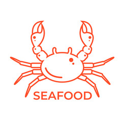 Line art crab banner poster advertisement. Sea food concept. Vector flat cartoon design graphic isolated illustration
