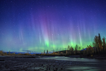 Aurora Borealis Over Rocky River