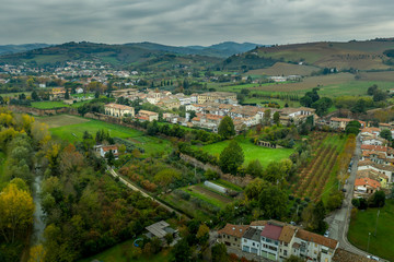Fototapeta na wymiar Aerial view of Terra del Sole planned renaissance fortified city in Emilia Romagna Italy near Forli