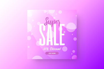 Exclusive abstract super sale vector banner template. Premium quality special offer 30% discount social media promotion illustration layout. Creative fashion colorful advertising shopping design.