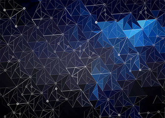 Abstract polygonal space dark blue with reflections background