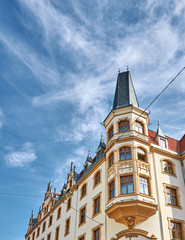 Fototapeta na wymiar Historische Jugendstil-Fassade in Karlovy Vary, Tschechien