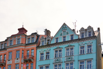 Fototapeta na wymiar Historische Hausfassade in Karlovy Vary, Tschechien
