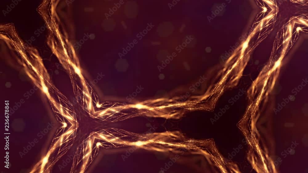 Poster luminous particles like christmas lights hanging in the air, flying and forming abstract shapes and 