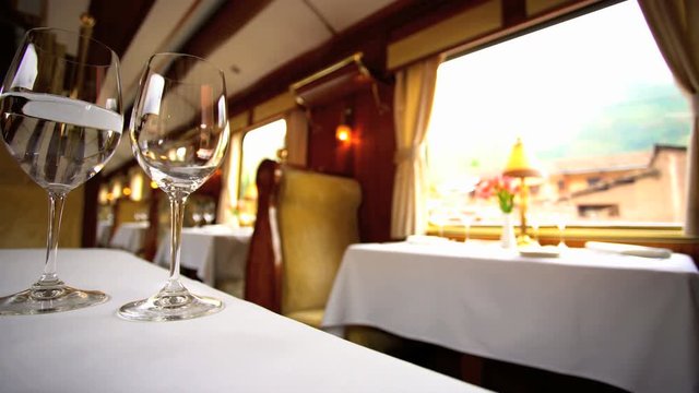 PeruRail Machu Picchu Inca trail Locomotive dining car a luxury train travelling on the Hiram Bingham rail line South America