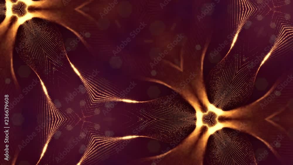 Poster luminous particles like christmas lights hanging in the air, flying and forming abstract shapes and 
