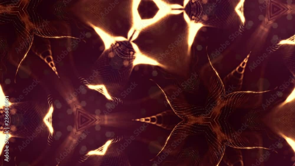 Poster luminous particles like christmas lights hanging in the air, flying and forming abstract shapes and 
