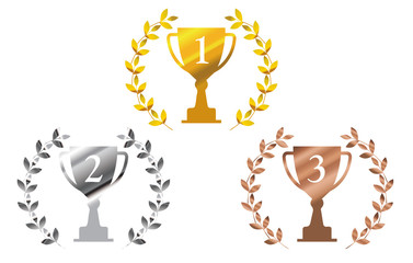 金銀銅の月桂樹 ローレルつきトロフィーのイラストセット 1位 3位のトロフィー Trophy Illustration Wall Mural Globeds 金銀銅の月桂樹 ローレルつきトロフィーのイラストセット 1位 3位のトロフィー Trophy Illustration Wall Mural Globeds