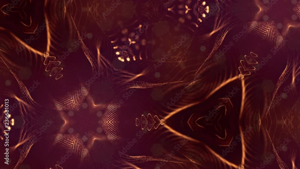 Poster luminous particles like christmas lights hanging in the air, flying and forming abstract shapes and 