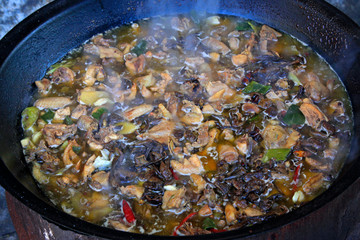 Chinese cuisine cooking - chicken stew mushrooms
