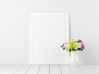 Poster Mockup with Flowers in Vase Valentine Decoration