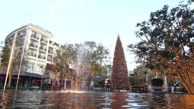 Afternoon of the fountain and the public art Spirit of American Youth in The Americana at Brand on NOV 26, 2018 at Los Angeles, California