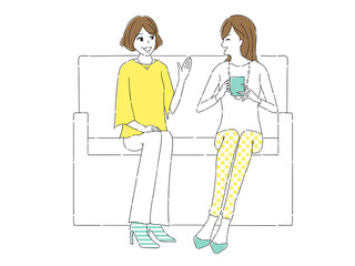 カフェでおしゃべりする母と娘