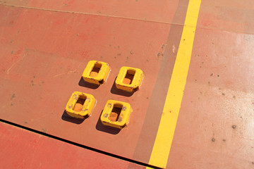 Metal device in the ship steel deck
