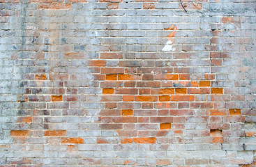Old brick wall with white paint. Background image
