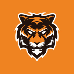 Tiger mascot logo, animal tiger head illustration vector icon