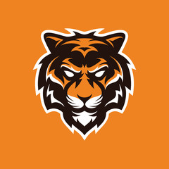 Tiger mascot logo, animal tiger head illustration vector icon
