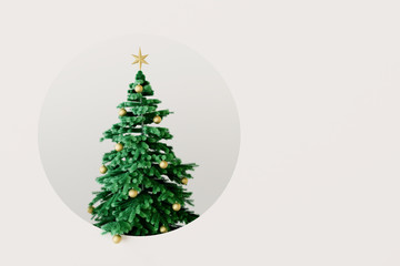 Christmas tree with copy space. 3d rendering
