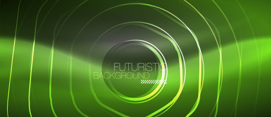 Black and glowing color lines neon design, magin techno template background