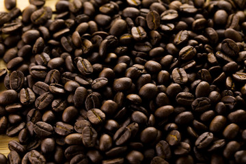 Coffee beans close-up, background