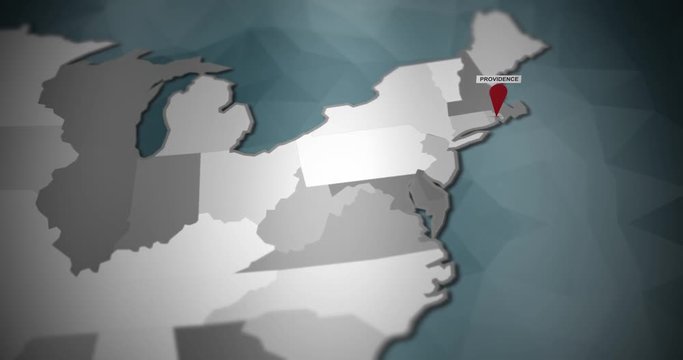 Modern United States motion graphics map - Providence Pin Location Animation