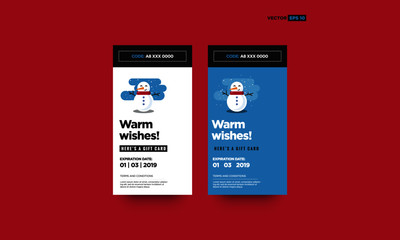 Warm Wishes Here's A Gift Card Code and Expiry Date with Snowman Illustration