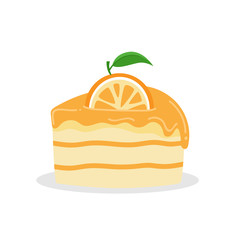 Orange Cake, delicious sweets and desserts, flat design vector isolated white background.