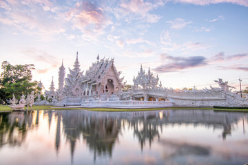 Fototapeta na wymiar Wat Rong Kun better known to foreigners as the White Temple,Famous landmark for tourist,Buddhist temple in Chiang Rai Province, Thailand