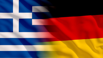 Waving Greece and Germany Flags