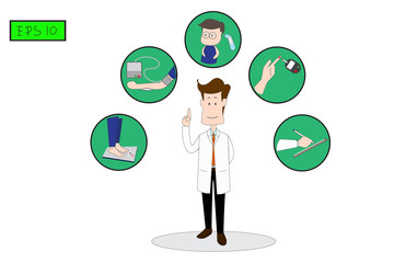 Doctors standing for diabetes screening white background. Doctors standing for diabetes screening white background. Concept flat style vector medical illustration._EPS10