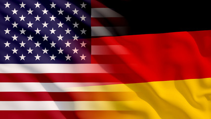 Waving USA and Germany Flags