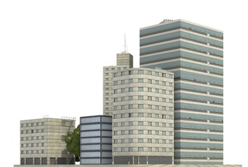 Fototapeta premium Modern buildings isolated on white background 3d illustration