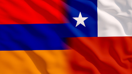 Waving Armenia and Chile Flags