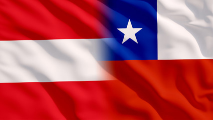 Fototapeta premium Waving Austria and Chile Flags