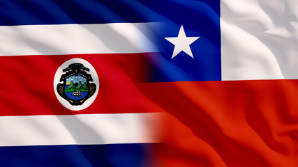 Waving Costa Rica and Chile Flags