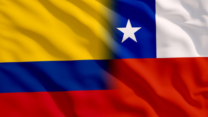 Waving Colombia and Chile Flags