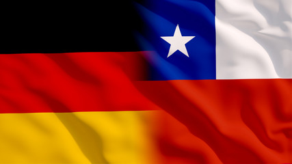 Waving Germany and Chile Flags