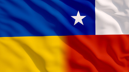 Waving Ukraine and Chile Flags