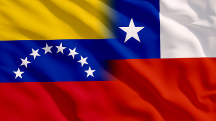 Waving Venezuela and Chile Flags